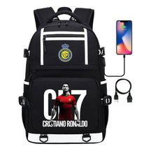 Football Star Cristiano Ronaldo Printed Usb Youth Student Backpack For Men And Women, Backpack For Leisure Travel