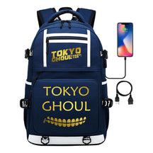 Golden Anime Tokyo Ghoul Print Usb Youth Student Backpack For Men And Women Leisure Travel Backpack
