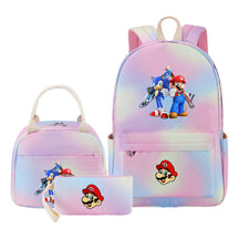 Super Mario Youth Student Girls School Bag Lunch Bag Three Piece Backpack Set