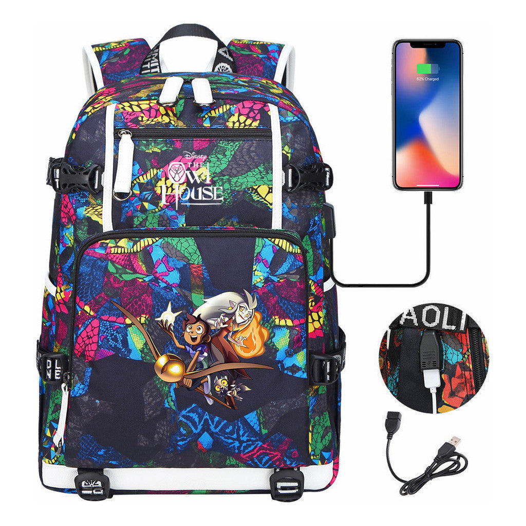 Anime Owl Magic Print Youth Student School Bag Backpack Leisure Travel Backpack