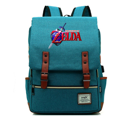 Printed Youth Student Backpack Usb Men's And Women's Casual Backpack