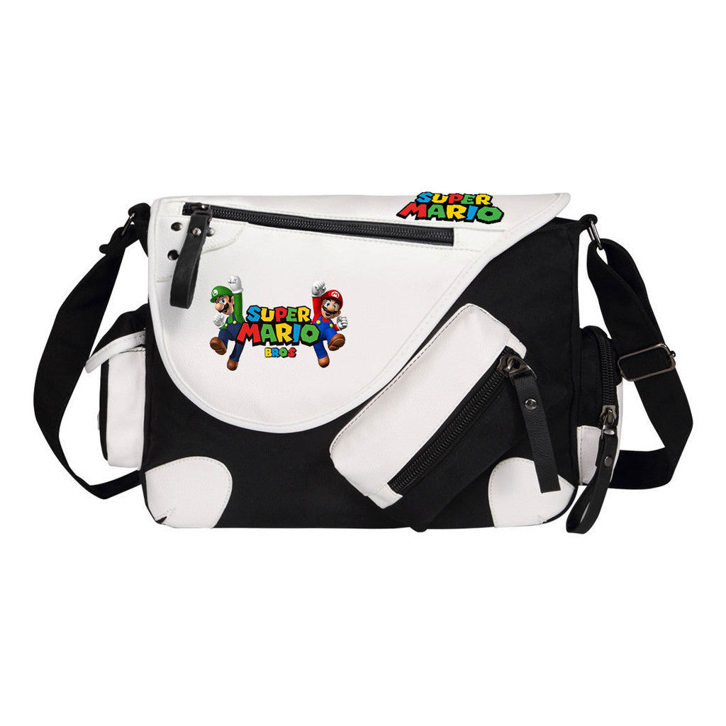 Super Mario Youth Student School Bag Canvas Shoulder Bag Casual Straddle Backpack