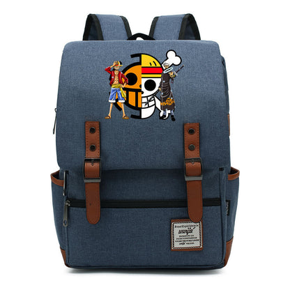 Anime Pirate King Luffy Printed Youth School Bag For Men And Women With Casual Belt Buckle Classic Backpack