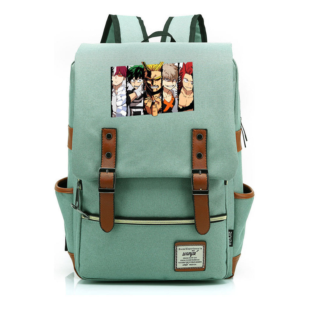 Anime My Heroes Academy Printed Youth Student Backpack Men's And Women's Leisure Belt Buckle Classic Backpack