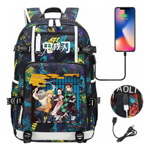 Cartoon Printed Usb Large Capacity Student Backpack For Leisure Travel Backpack