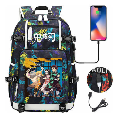 Cartoon Printed Usb Large Capacity Student Backpack For Leisure Travel Backpack