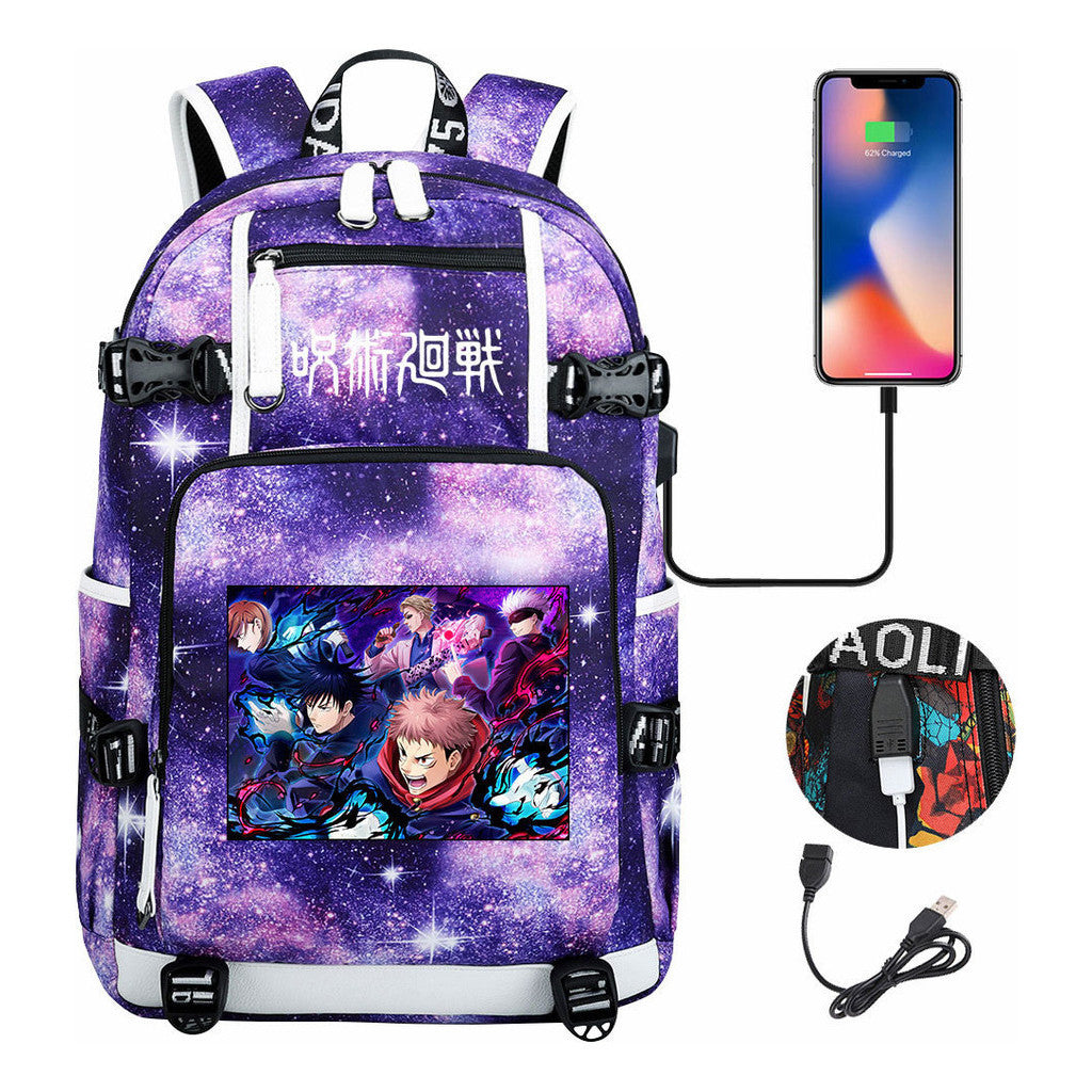 Printed Usb Youth Student Backpack Men And Women's Leisure Large Capacity Travel Backpack