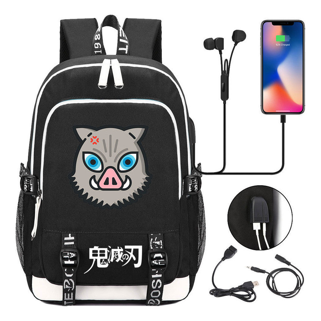 Comic Cartoon Fashion Youth Student Backpack Usb Men's And Women's Casual Backpack