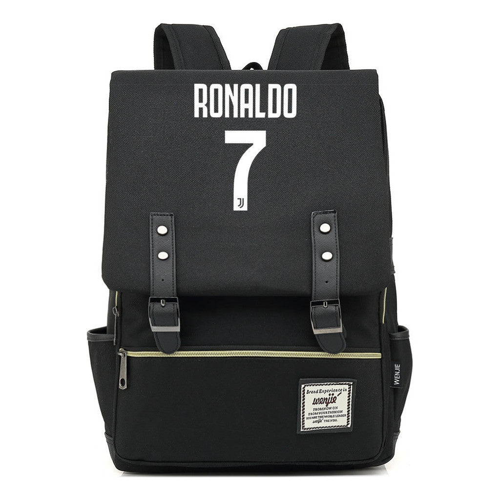 Football Star Cristiano Ronaldo Printed Student Backpack For Men And Women's Casual Classic Backpack