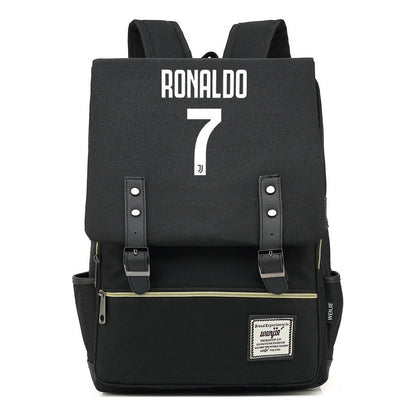 Football Star Cristiano Ronaldo Printed Student Backpack For Men And Women's Casual Classic Backpack