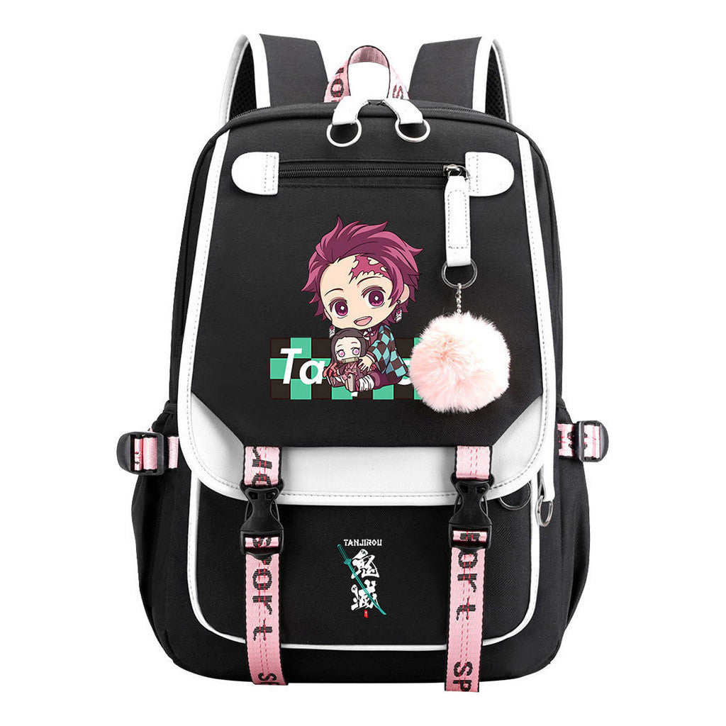 Cartoon Fashion Usb Student Backpack With Casual Woven Strap Flip Back Backpack