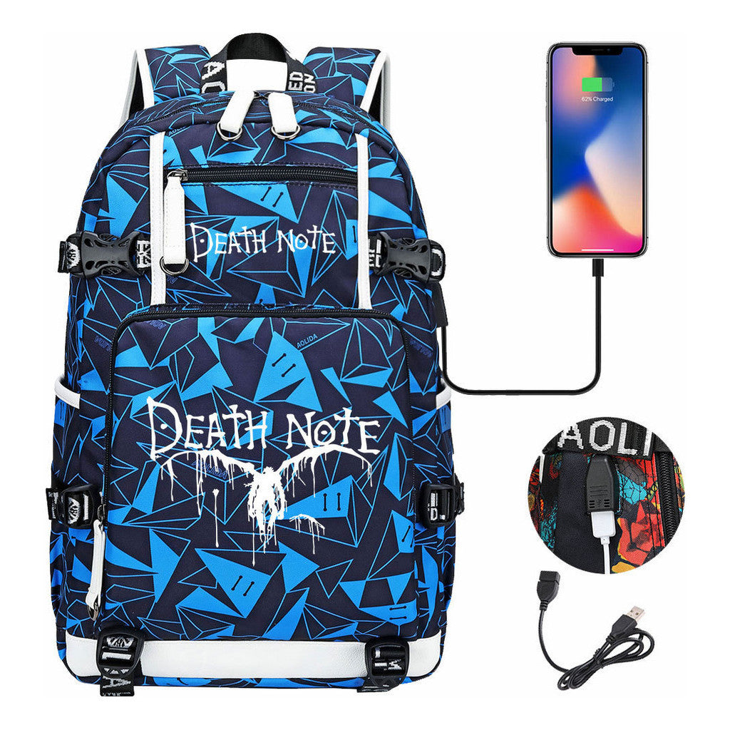 Death Note Usb Youth Student Backpack Leisure Travel Backpack