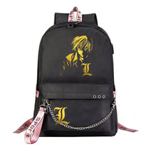 Golden Death Note Usb Youth Student Backpack For Boys And Girls Leisure Travel Backpack