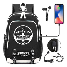 Strange Story Printed Usb Teenage Student Backpacks Men's And Women's Leisure Travel Backpack