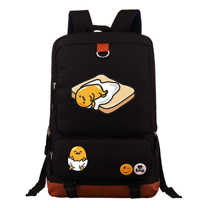 Cartoon Anime Lazy Egg Youth Student Backpack, Large Capacity Travel Bag, Boy's And Girl's Backpack