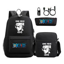 Cartoon Pirate King Usb Password Lock Youth Student School Bag Three Piece Set For Boys And Girls Backpack Set