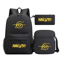 Golden Anime Naruto Starry Sky Youth Student School Bag Three Piece Set For Boys And Girls Backpack Set