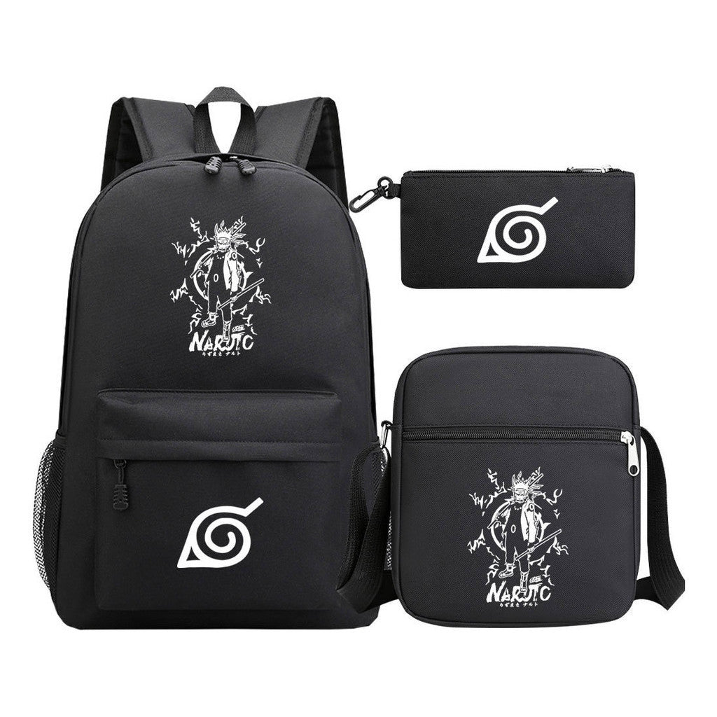 Anime Naruto Starry Sky Youth School Bag Three Piece Set For Men And Women Backpack Set