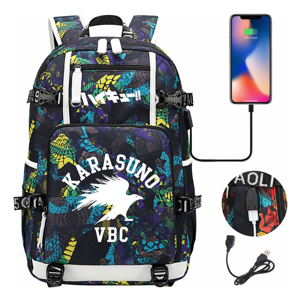 Volleyball Youth Usb Large Capacity Youth Student School Bag Men's And Women's Leisure Travel Backpack