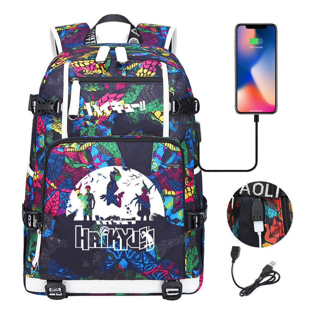 Volleyball Youth Usb Large Capacity Youth Student School Bag Men's And Women's Leisure Travel Backpack