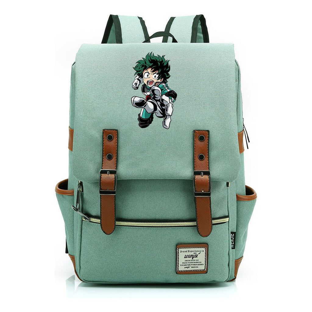 Anime My Heroes Academy Printed Youth Student Backpack Men's And Women's Leisure Belt Buckle Classic Backpack