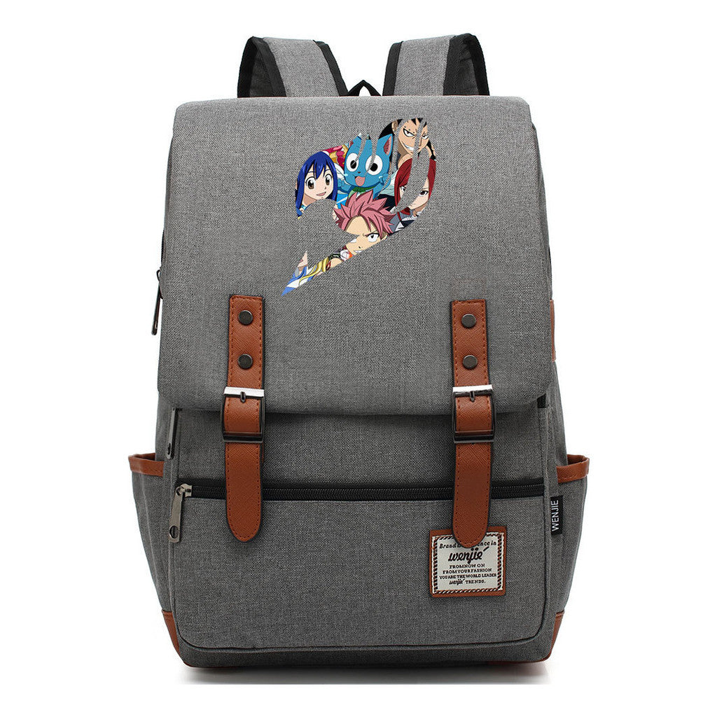 Printed Youth Student School Bag Casual Belt Buckle Classic Backpack