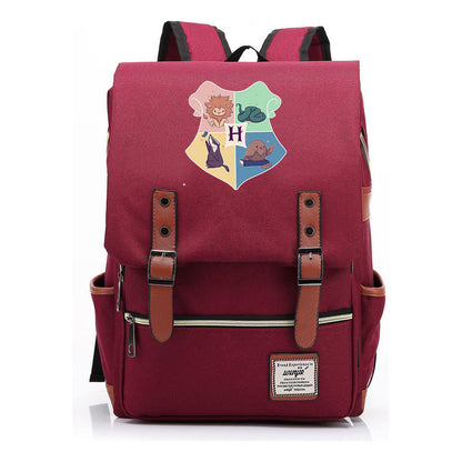 School Of Magic Printed Schoolbags For Young Students, Casual Belt Buckles And Classic Backpacks