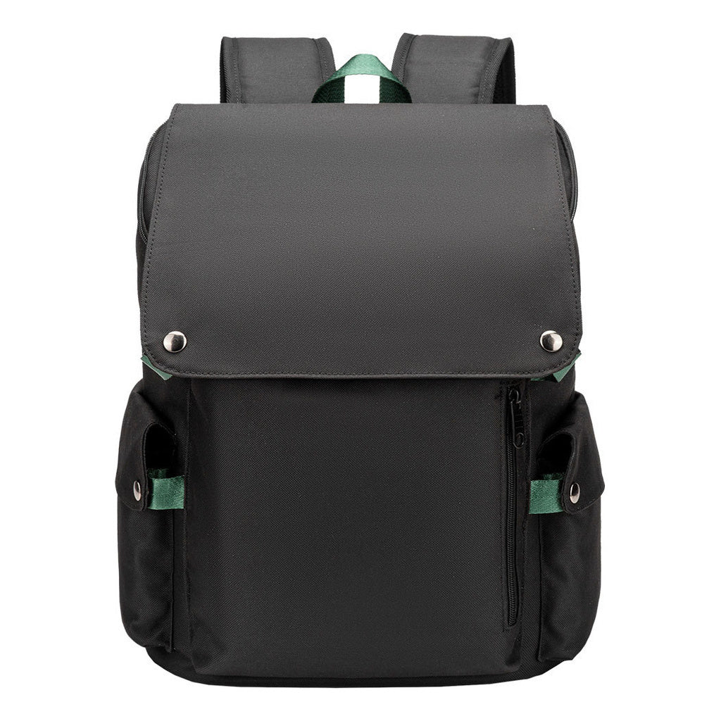 Color Blocking Usb Charging Cover Head Style Youth Student Backpack Backpack