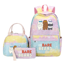 Cartoon Cute Three Bears Youth Student Girls School Bag Lunch Bag Three Piece Set Backpack Set