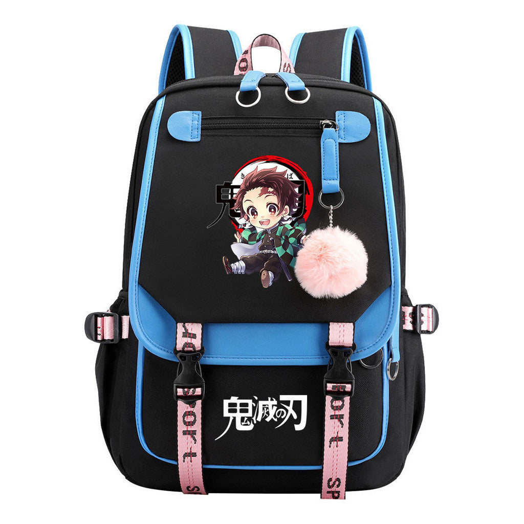 Cartoon Fashion Usb Student Backpack With Casual Woven Strap Flip Back Backpack