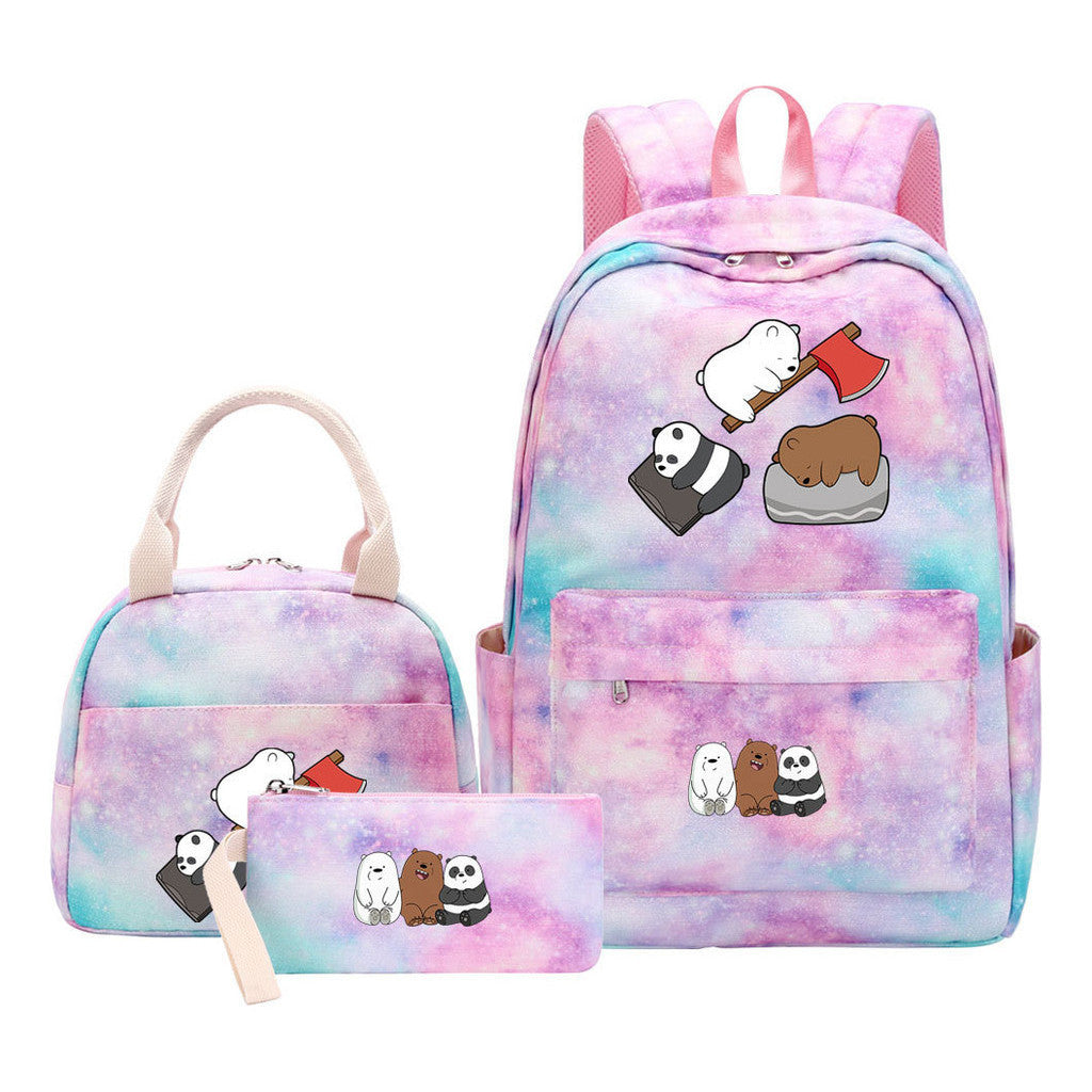 Cartoon Cute Three Cheap Bear Student Backpack Lunch Bag Three Piece Set Backpack Set