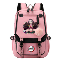 Comic Cartoon Fashion Usb Student Backpack Casual Woven Flap Backpack