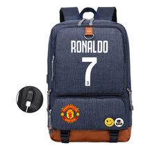 Football Star Cristiano Ronaldo Printed Usb Student Backpack For Leisure Travel Backpack