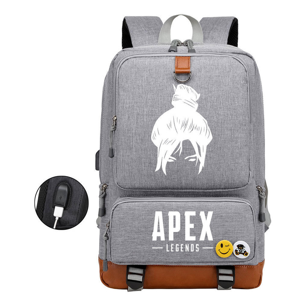 Apex Hero Print Usb Student Backpack Leisure Travel Backpack