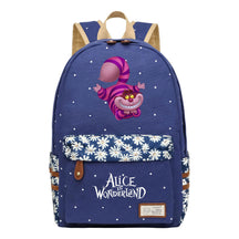 Anime Cartoon Cheshire Cat Print Student Backpack, Floral Casual Backpack