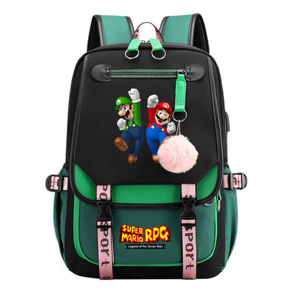 Printed Usb Youth Student Backpack For Men And Women With Casual Woven Strap Flap Backpack
