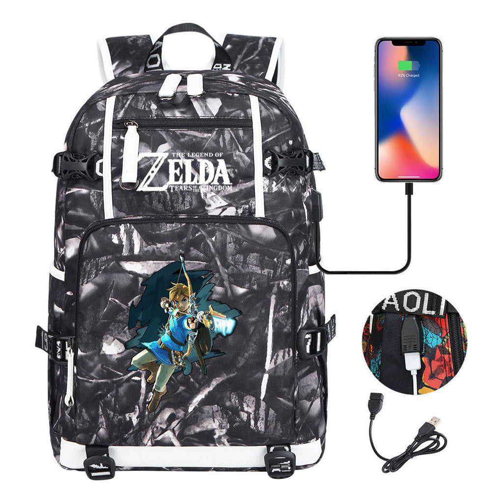Legend Of Zelda Printed Youth Student Backpack For Men And Women With Large Capacity Leisure Travel Backpack