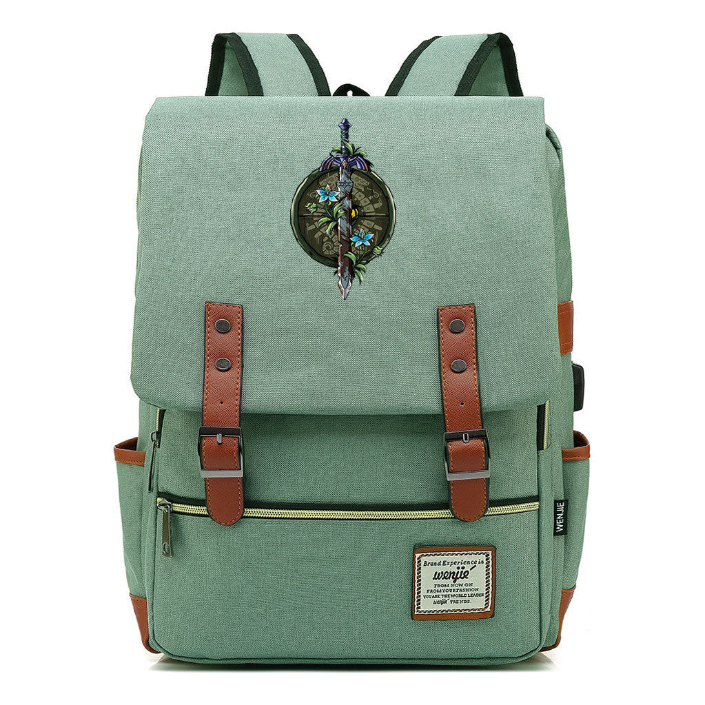 Game Tear Print Of The Kingdom Of Zelda Youth Primary And Secondary School Student Backpack Usb Men's And Women's Leisure Backpack
