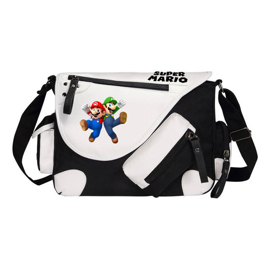 Super Mario Youth Student School Bag Canvas Shoulder Bag Casual Straddle Backpack