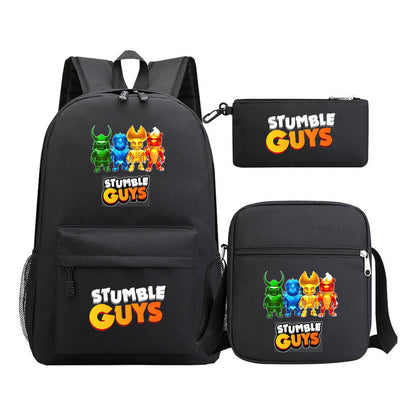 Printed Youth Student School Bag Three Piece Set Men's And Women's Shoulder Set Backpack