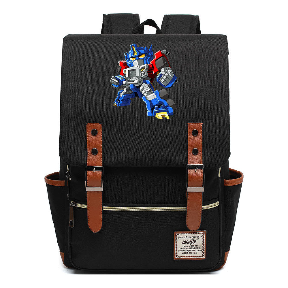 Transformed Mecha Printed Student Backpack For Men And Women's Leisure Backpack