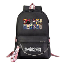 Steel Alchemist Printed Usb Youth Student Backpack For Men And Women's Leisure Travel Backpack