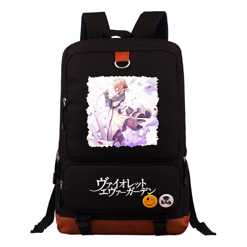 Violet Eternal Garden Printed Student School Bag Large Capacity Travel Bag Men's And Women's Backpack