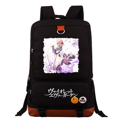 Violet Eternal Garden Printed Student School Bag Large Capacity Travel Bag Men's And Women's Backpack