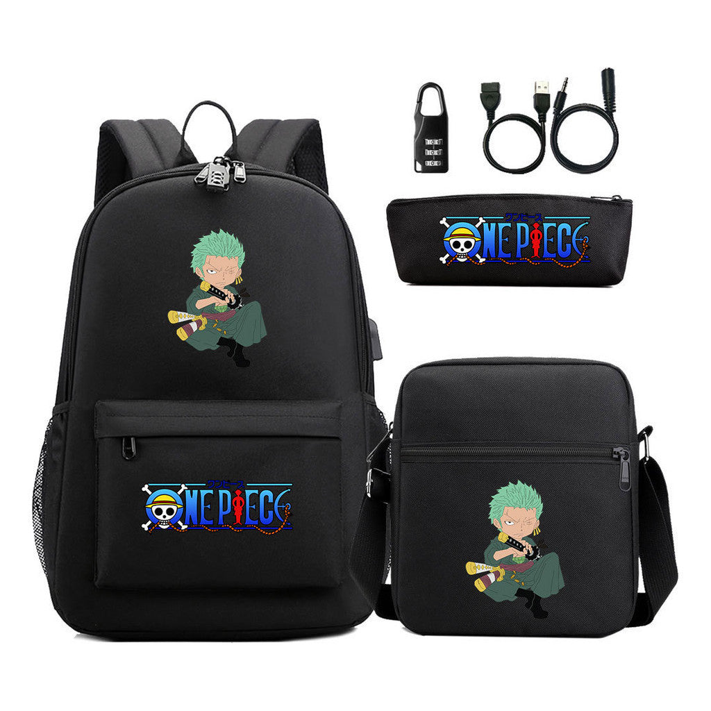 Usb Password Lock Student Backpack Three Piece Set Backpack Set
