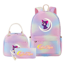 Anime Beauty Girl Warrior Youth Student Girl Schoolbag Lunch Bag Three Piece Set Backpack Set