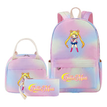 Anime Beauty Girl Warrior Youth Student Girl Schoolbag Lunch Bag Three Piece Set Backpack Set