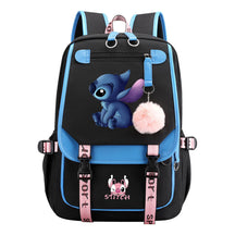 Interstellar Baby Stitch Usb Student Backpack For Boys And Girls, Casual Woven Strap Flip Back Backpack