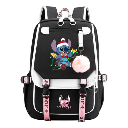 Interstellar Baby Stitch Usb Backpack For Boys And Girls Casual Woven Strap Flip Backpack