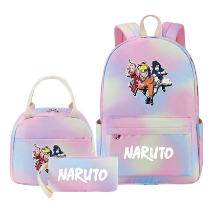 Naruto Student Girl Backpack Lunch Bag Three Piece Set Backpack